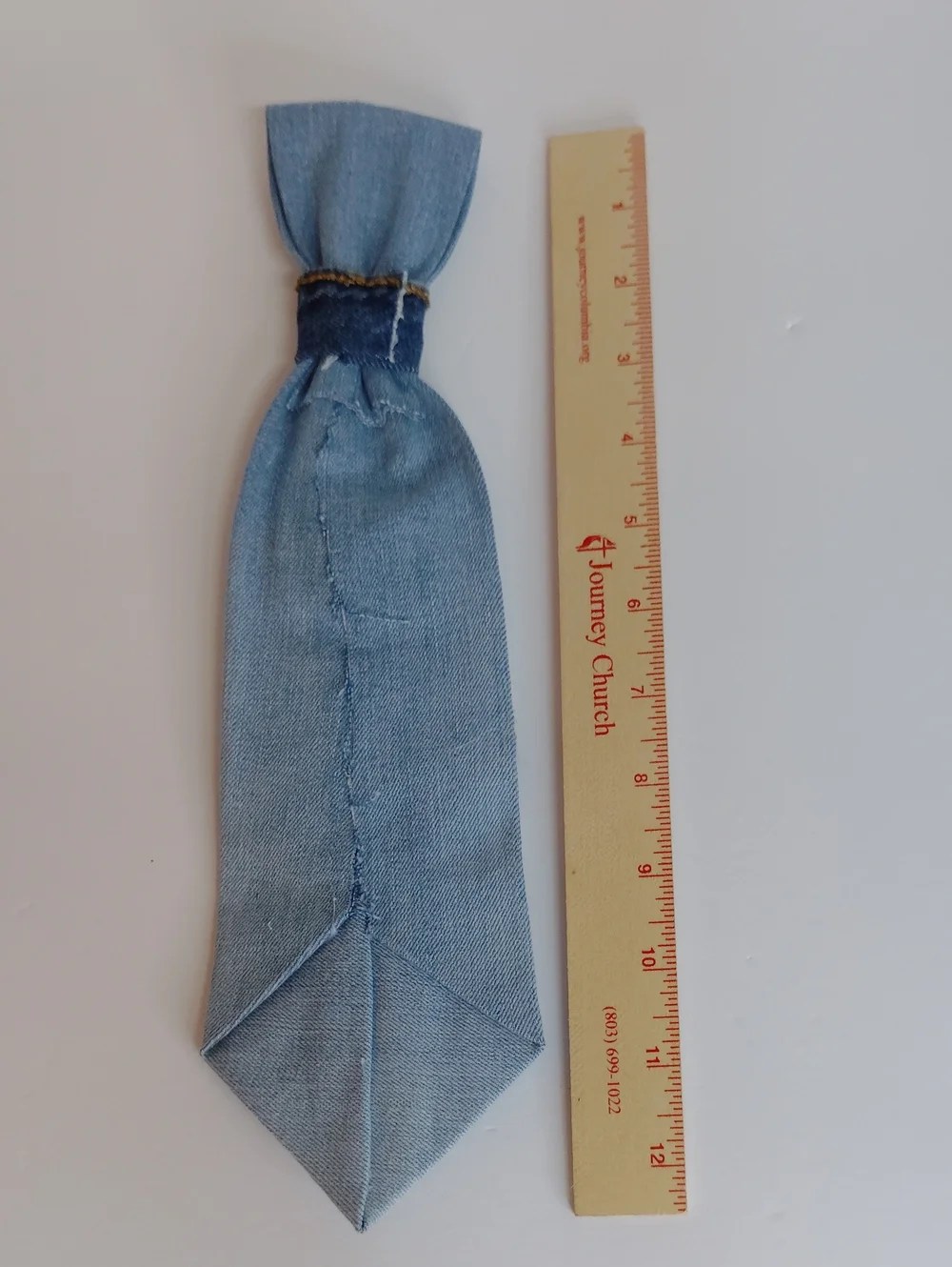 Light Blue Denim Kids Hair Tie with Cute Patch Accents